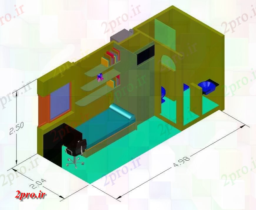 دانلود تری دی  کوتاه آپارتمان طراحی  در فایل dwg. کد  (کد24508)