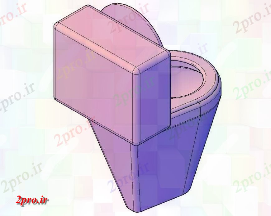 دانلود تری دی  بهداشتی نشسته جزئیات توالت مدل D  بلوک بهداشتی فایل layout اتوکد کد  (کد24524)