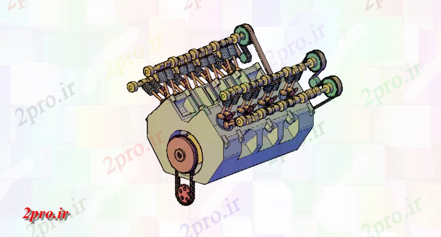 دانلود تری دی  D موتور V چنگ زدن به جزئیات فایل dwg کد  (کد24535)