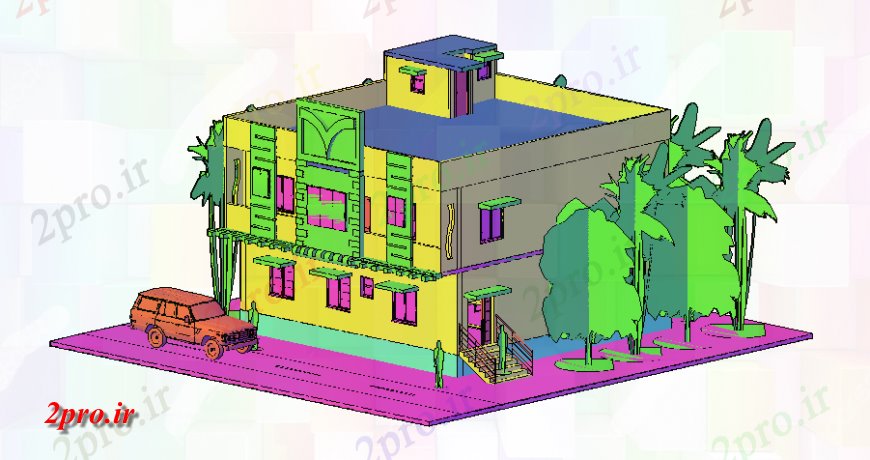 دانلود تری دی   D معین خانه جزئیات فایل dwg کد  (کد24536)