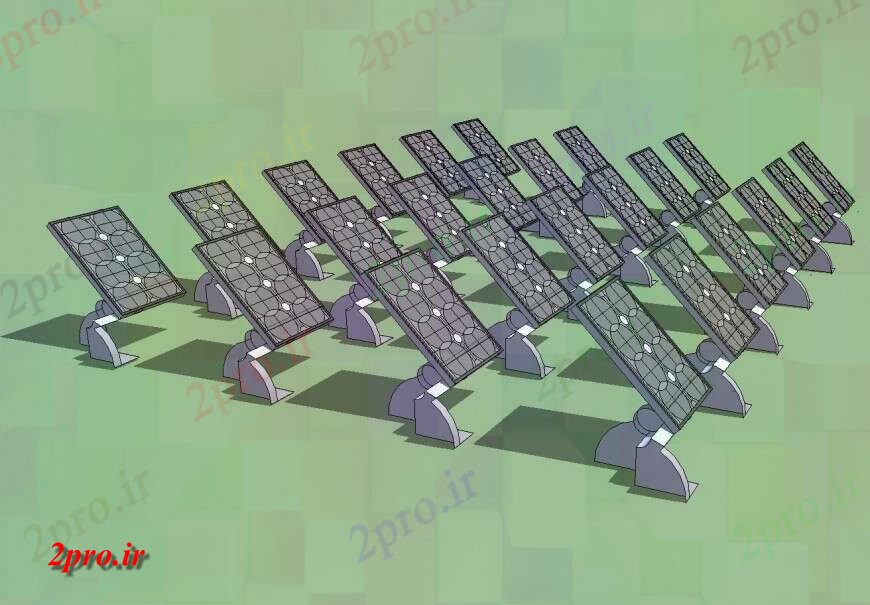دانلود تری دی  صفحات خورشیدی متعدد D طراحی جزئیات  کد  (کد24626)