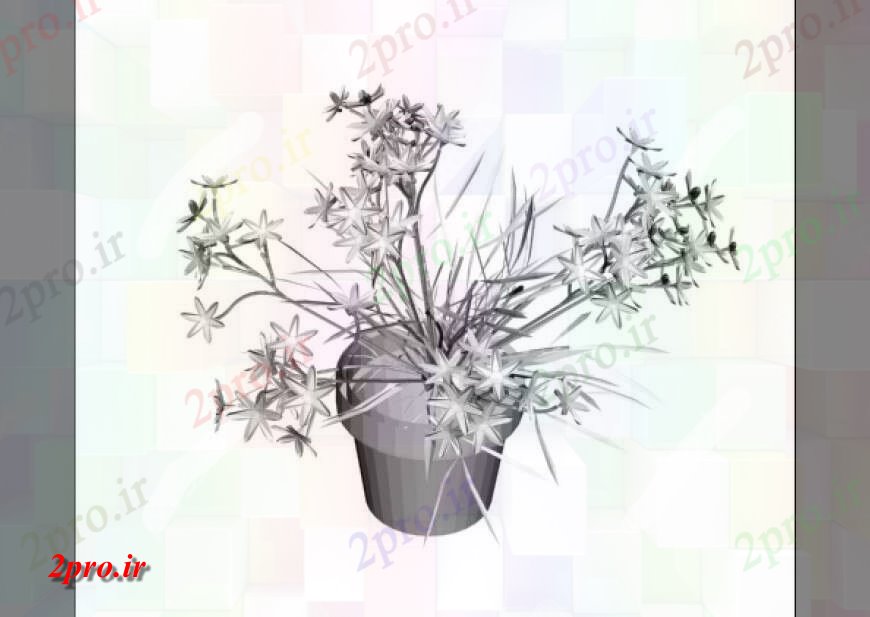 دانلود تری دی  گیاه درخت گل در طراحی  گلدان D  ارتفاع جزئیات حداکثر فایل کد  (کد24648)