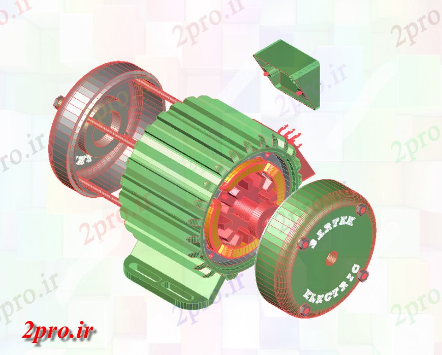 دانلود تری دی  موتور الکتریکی طراحی D با جزئیات الکتریکی فایل dwg کد  (کد24766)