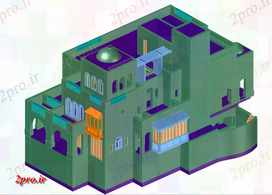 دانلود تری دی  D جزئیات طراحی ویلا در فایل dwg. کد  (کد24779)