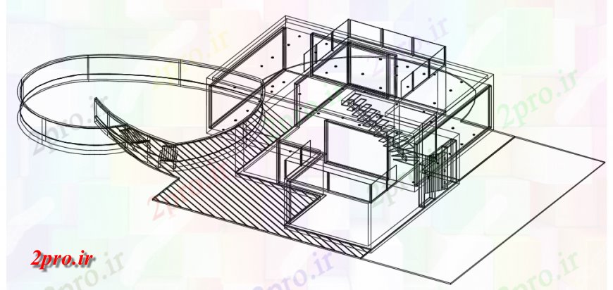دانلود تری دی  نمای فریم لس D مدل خانههای ییلاقی فایل ارتفاع dwg کد  (کد24793)