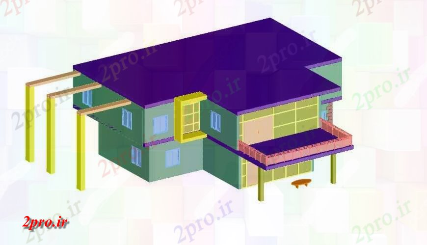 دانلود تری دی  نمای بیرونی D مدل ارتقاء فایل dwg کد  (کد24813)