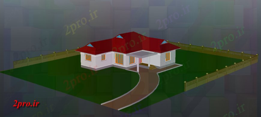دانلود تری دی  D مدل از یک خانه مقید فایل dwg جزئیات کد  (کد24836)