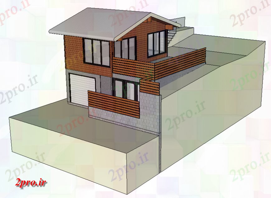 دانلود تری دی  معاصر دو سطح D خانه ارتفاع جزئیات طراحی    کد  (کد24944)