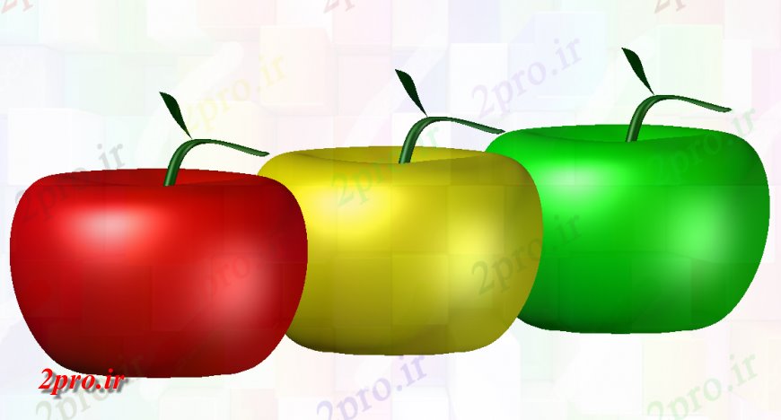 دانلود تری دی  D مدل از یک سیب در فایل dwg اتوکد. کد  (کد25078)