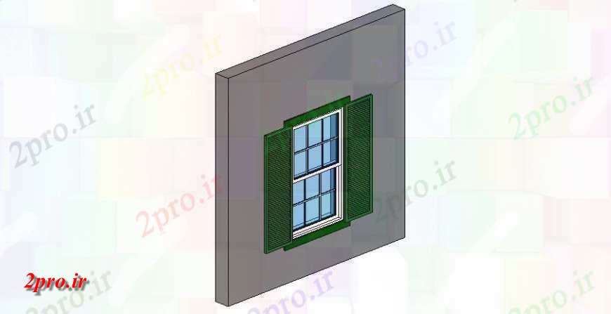 دانلود تری دی  دو ارسی پنجره آویزان با کرکره D طرح مدل فایل Revit و کد  (کد25192)