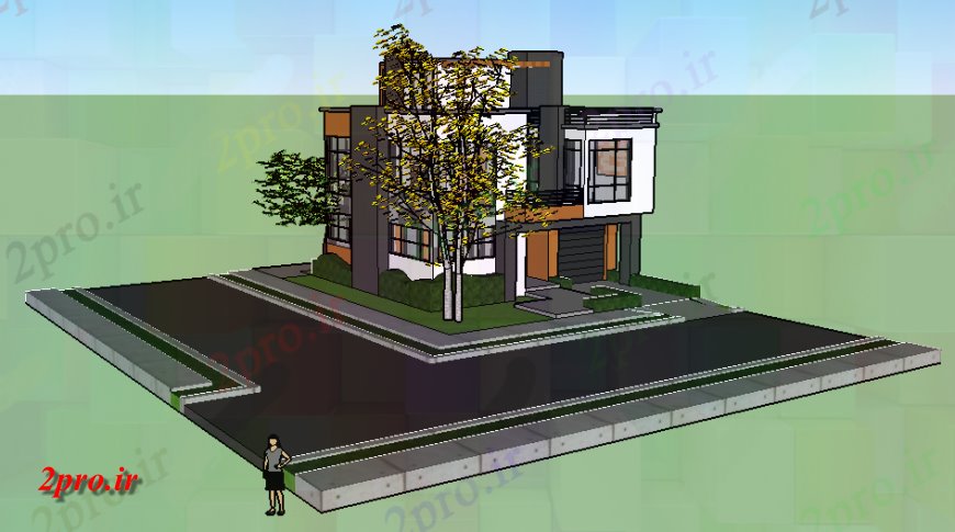 دانلود تری دی  دو طبقه خانه مسکونی طراحی D جزئیات طراحی    کد  (کد25268)