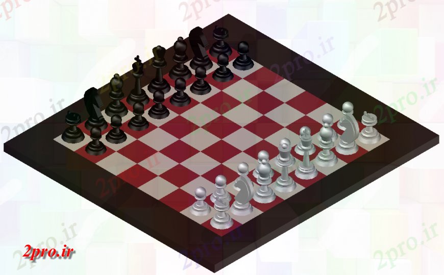 دانلود تری دی  D رسم شطرنج در فایل dwg. کد  (کد25323)