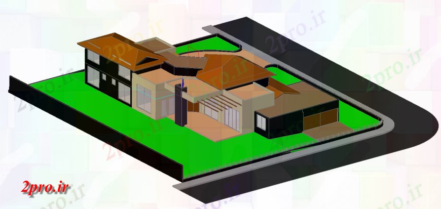 دانلود تری دی  D مدل از خانههای ییلاقی مفهوم مدرن در  اتوکد. کد  (کد25402)
