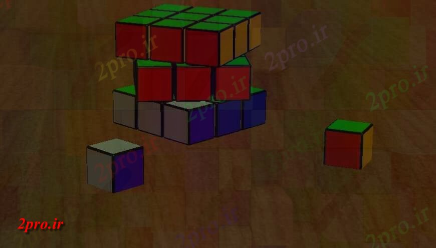 دانلود تری دی  چکیده Rubix فایل جزئیات مکعب مدل d بلوک طرح  اتوکد کد  (کد25509)