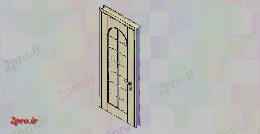 دانلود تری دی  پانل درب جلو با شیشه ای D رسم جزئیات فایل layout کد  (کد25532)