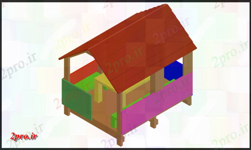 دانلود تری دی  کلبه یا خانه کوچک D فایل dwg طراحی کد  (کد25598)