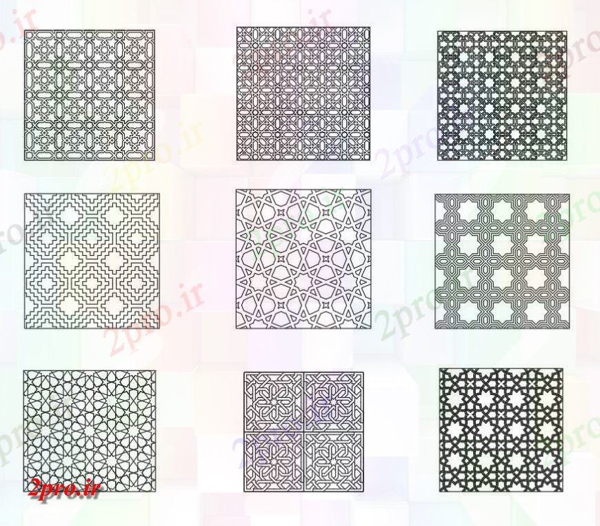 دانلود تری دی  جزئیات اسلامی طرح الگوی تزئینی کد  (کد25602)