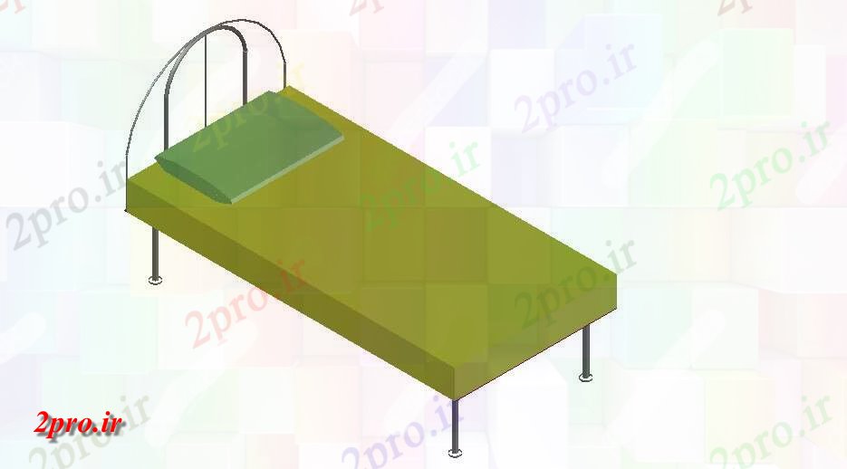 دانلود تری دی  تخت خواب فولاد ضد زنگ بلوک  مبلمان کد  (کد25854)