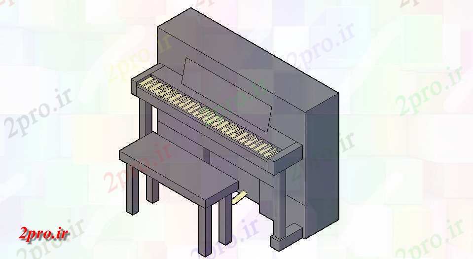 دانلود تری دی  مبلمان جدول پیانو D مدل اتوکد کد  (کد25882)
