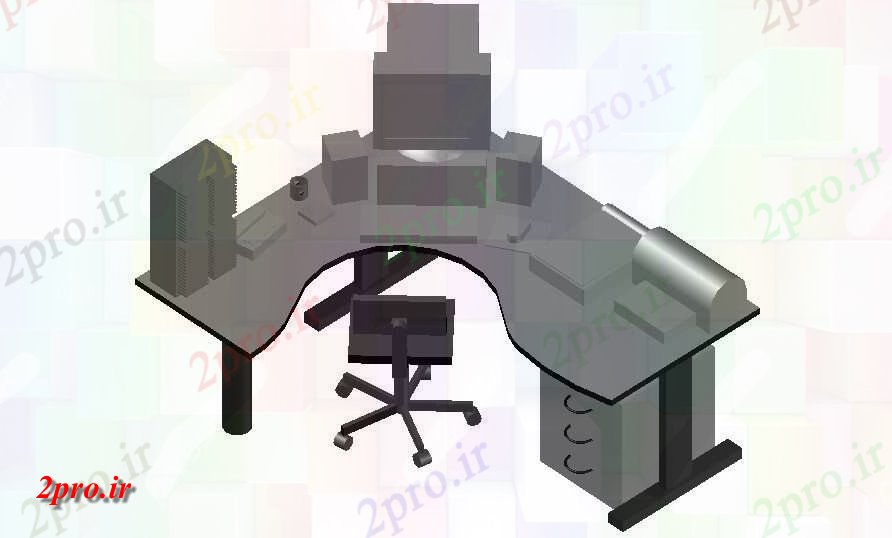 دانلود تری دی  بلوک های مبلمان، طراحی مدل دفتر میز D کد  (کد25913)