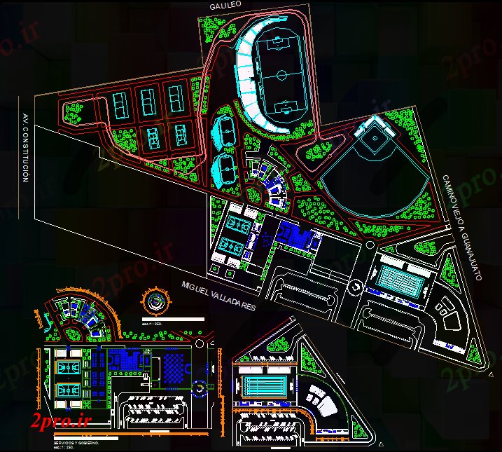 دانلود  نقشه مرکز ورزشی باشگاه ، ورزشگاه ، سالن ورزش 15×58 متر (کد27634)