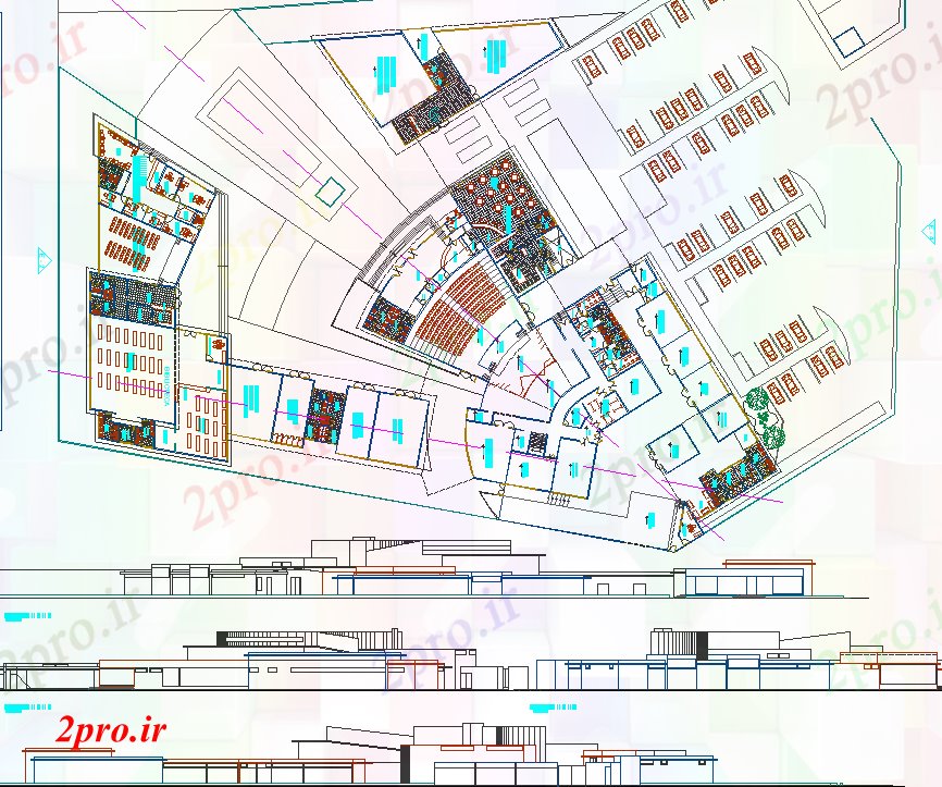 دانلود  نقشه سالن اجتماعات ، سینما ، سالن کنفرانس   (کد27957)