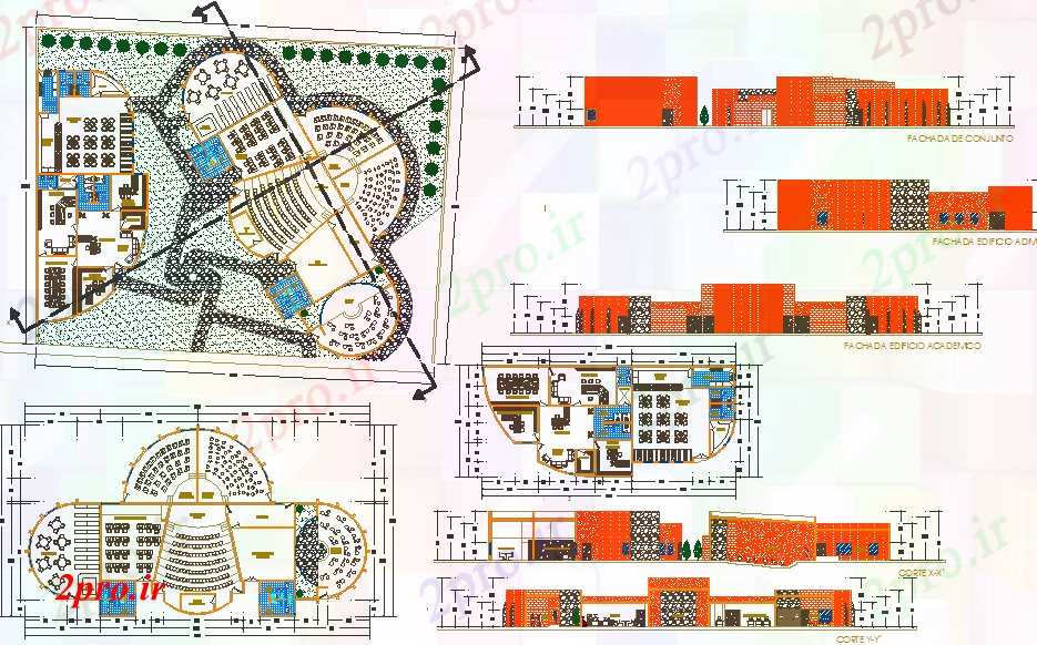 دانلود نقشه مرکز فرهنگی ، سالن اجتماعات ، سالن کنفرانس ، سینما 23×42 متر 23 در 41 متر (کد28000)