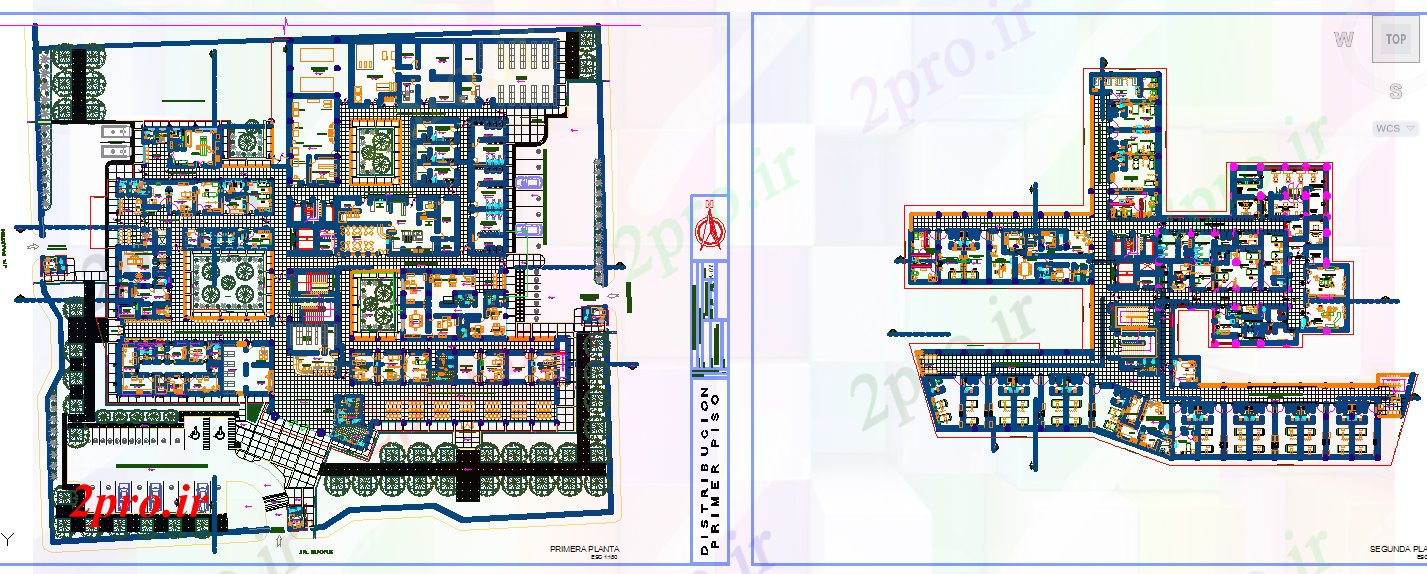 دانلود نقشه بیمارستان ، درمانگاه ، مرکز بهداشت ، کلینیک ، مطب 60×76 متر 58 در 67 متر (کد28033)