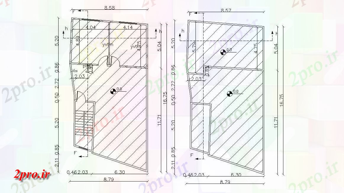 دانلود  نقشه مجتمع مسکونی ، اپارتمان 9×17 متر (کد28108)