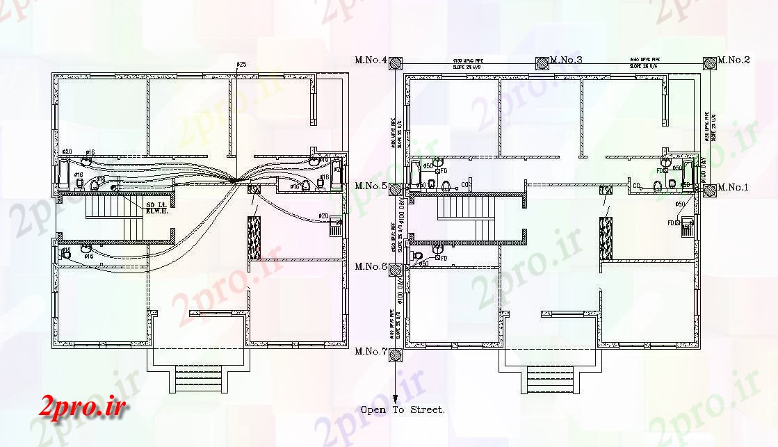 دانلود  نقشه لوله کشی ویلا ، مسکونی ، دوبلکس   (کد28122)
