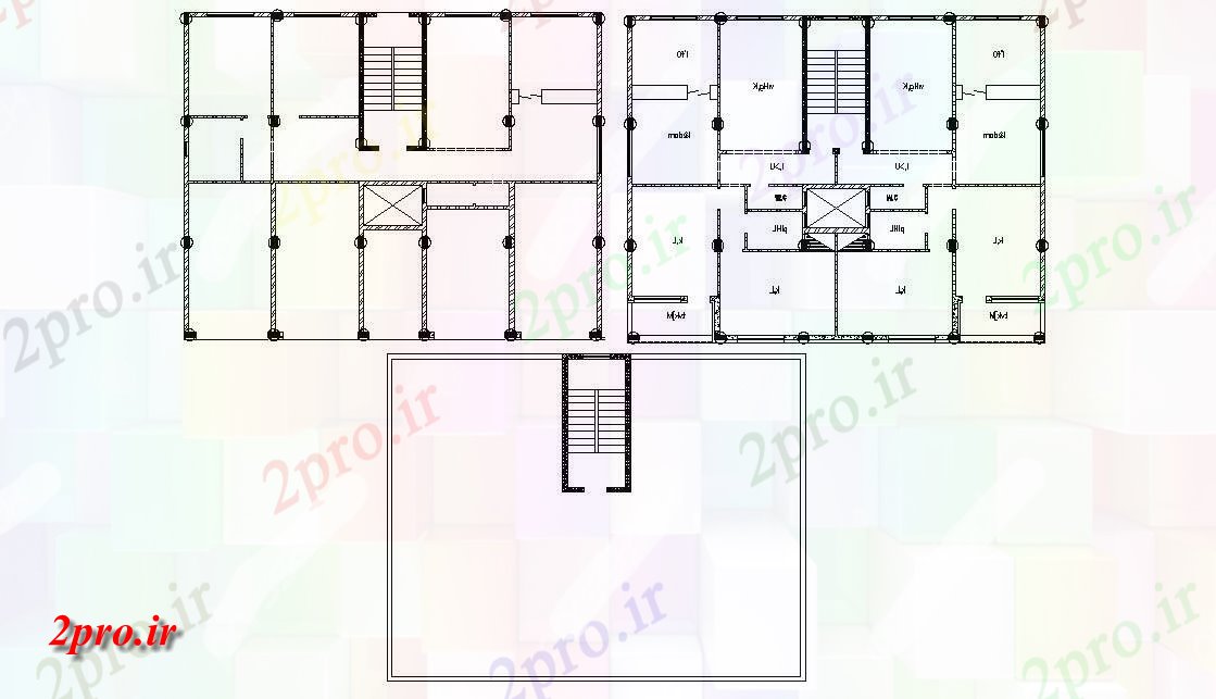 دانلود نقشه مسکونی ، ویلا ، دوبلکس ، اپارتمان 14×18 متر 14 در 17 متر (کد28126)