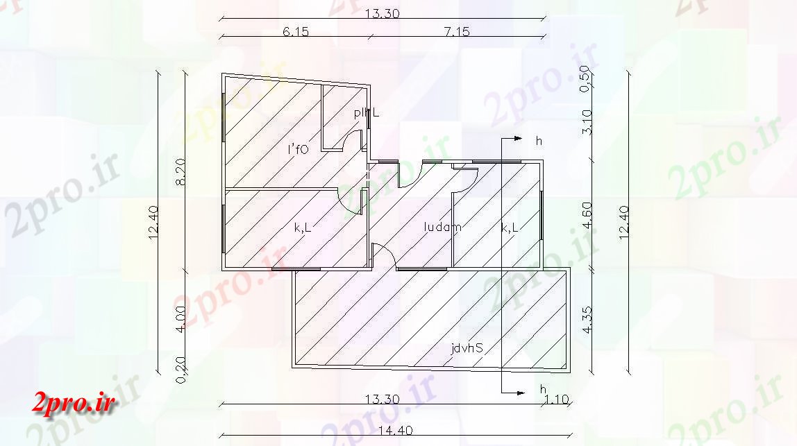 دانلود  نقشه مجتمع مسکونی ، اپارتمان 12×13 متر (کد28132)