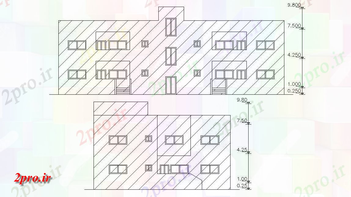 دانلود  نقشه نما مجتمع مسکونی ، اپارتمان   (کد28140)