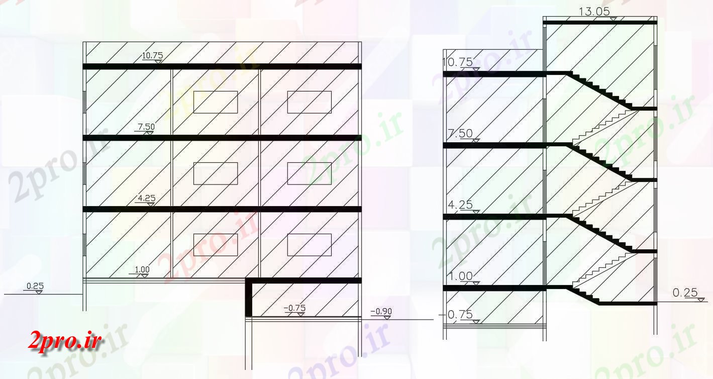 دانلود  نقشه برش مجتمع مسکونی ، اپارتمان   (کد28166)