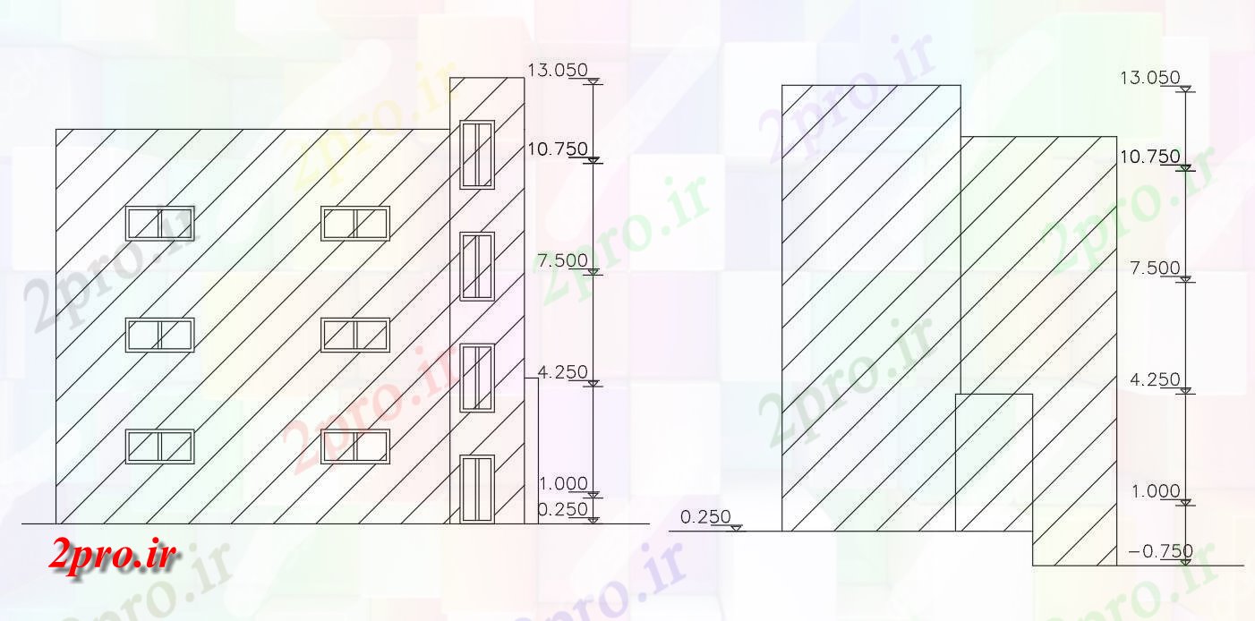 دانلود  نقشه نما مجتمع مسکونی ، اپارتمان   (کد28168)