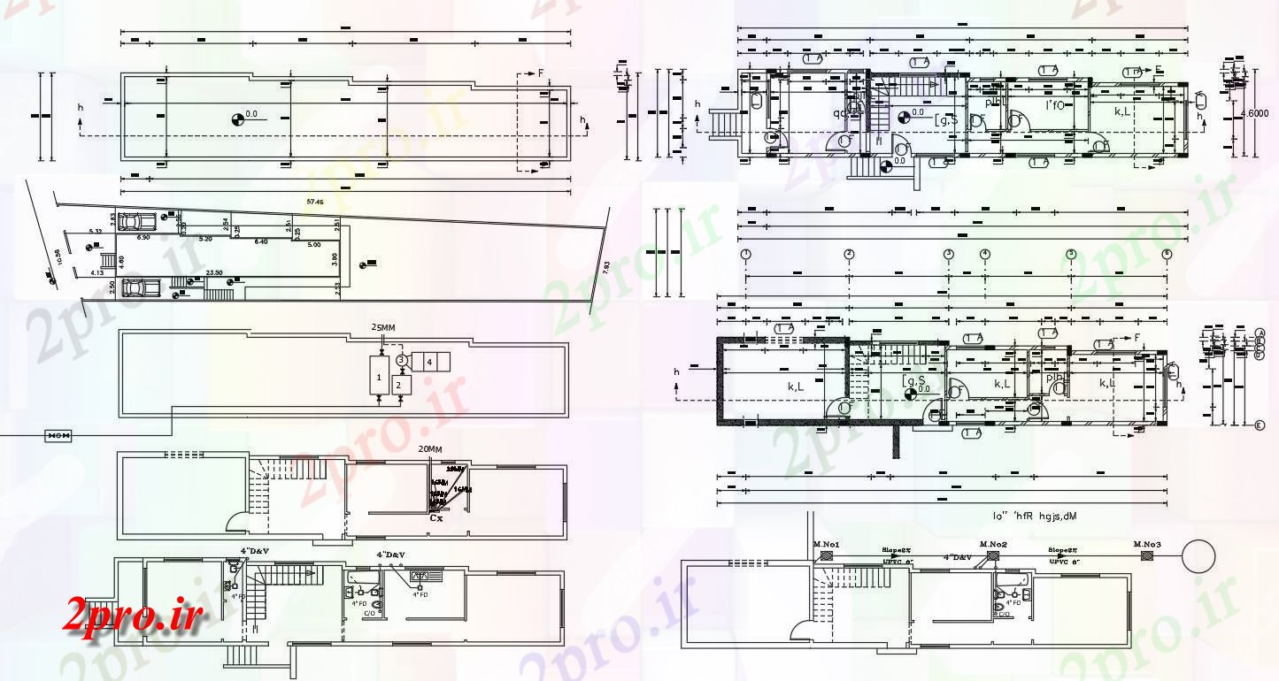 دانلود  نقشه مسکونی ، ویلا ، دوبلکس ، اپارتمان 5×24 متر (کد28172)