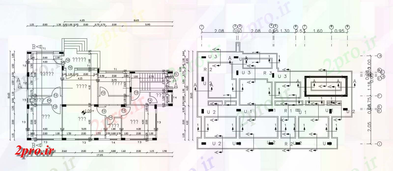 دانلود  نقشه ستون گذاری مسکونی ، ویلا ، دوبلکس ، اپارتمان   (کد28182)