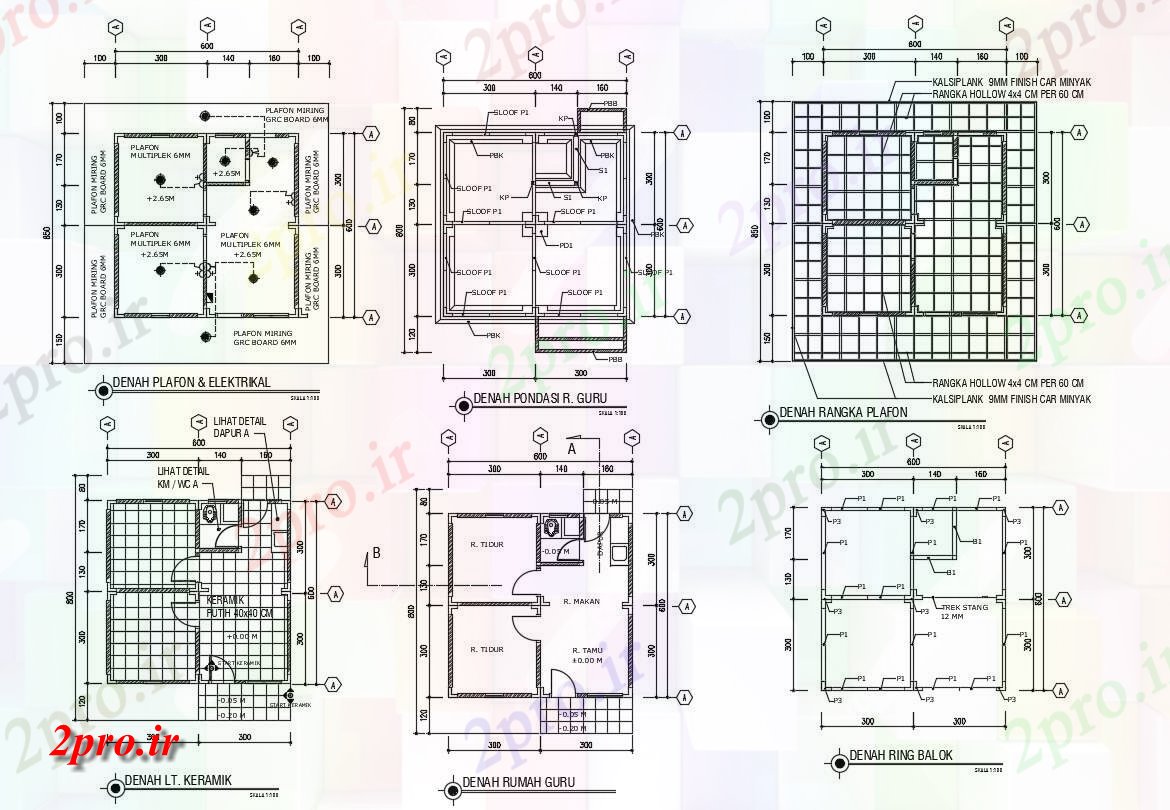 دانلود  نقشه مسکونی ساده 6×8 متر (کد28195)