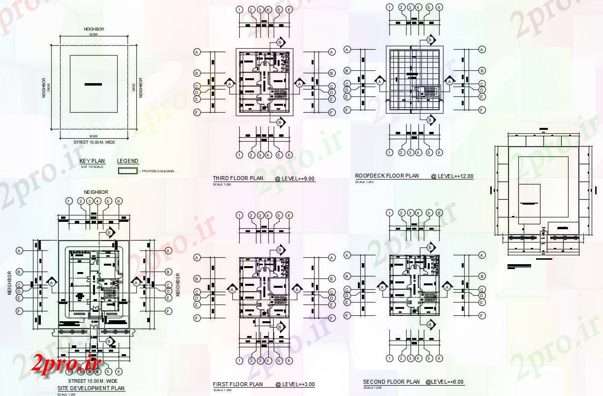 دانلود  نقشه مجتمع مسکونی ، اپارتمان 20×25 متر (کد28205)