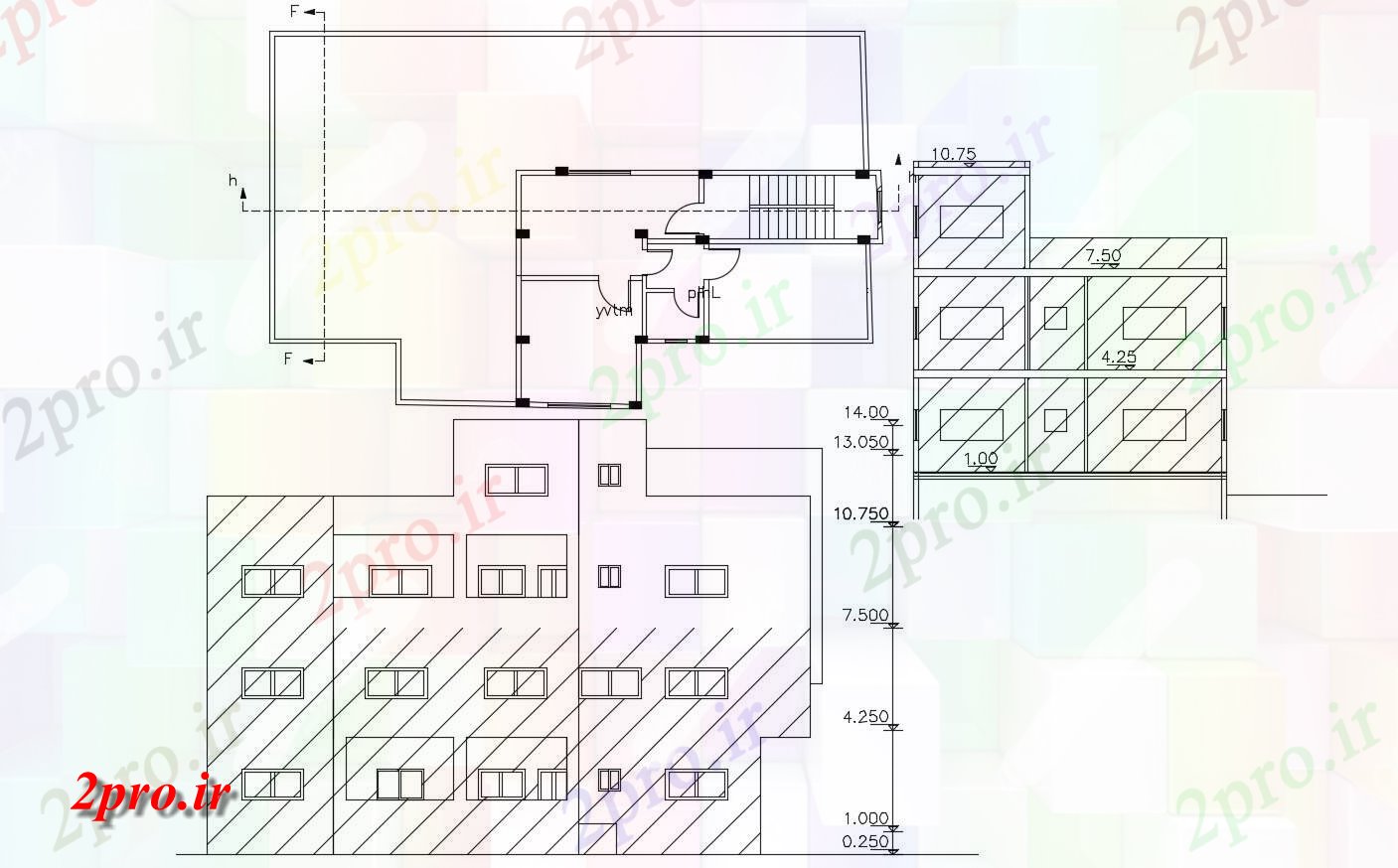 دانلود  نقشه نما مجتمع مسکونی ، اپارتمان   (کد28222)