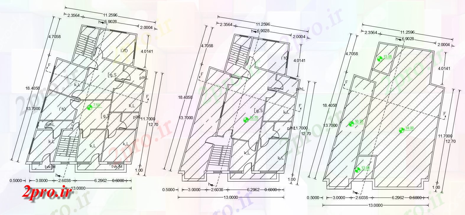 دانلود  نقشه مسکونی ، ویلا ، دوبلکس ، اپارتمان 11×18 متر (کد28238)