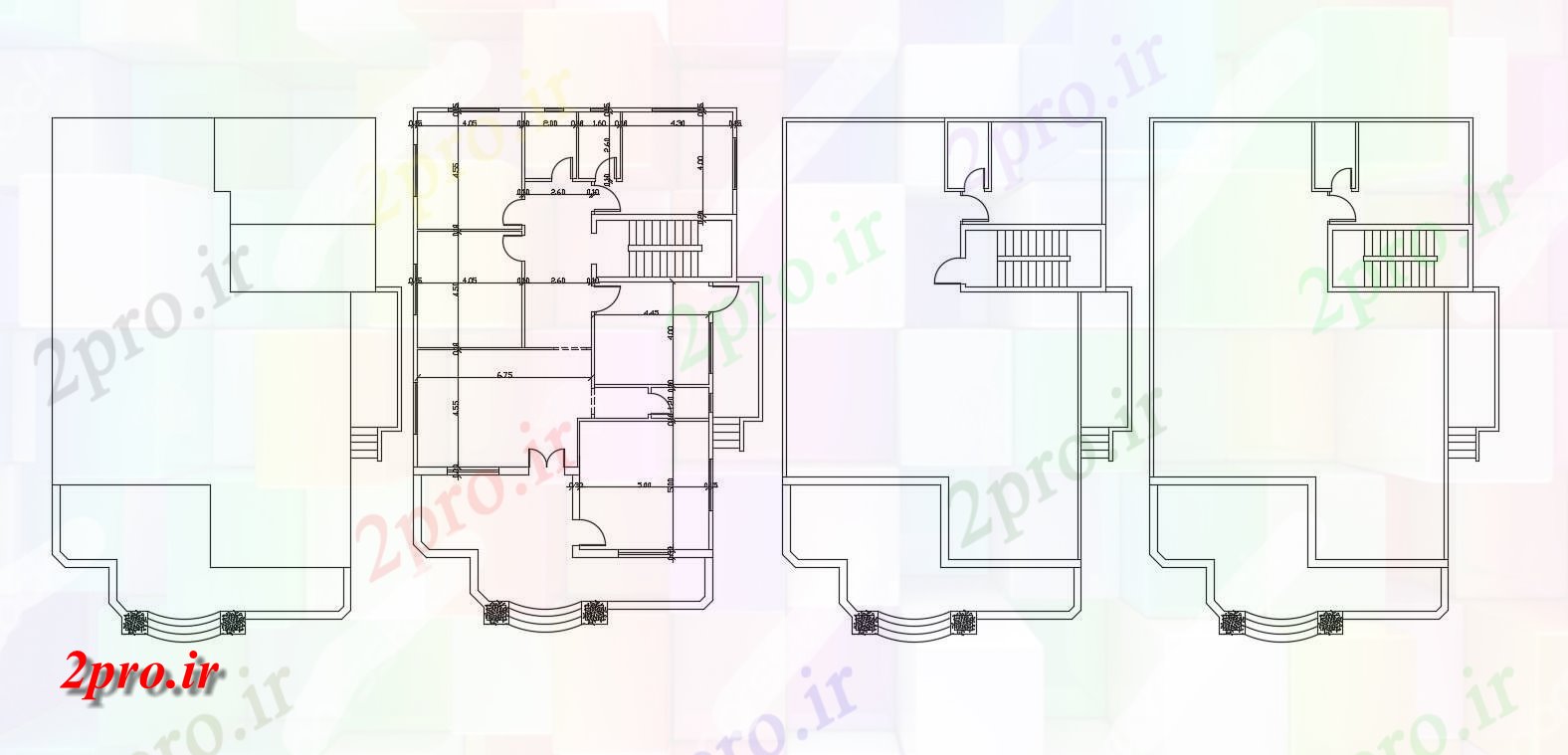 دانلود  نقشه مجتمع مسکونی ، اپارتمان 13×18 متر (کد28252)