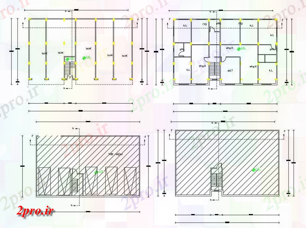 دانلود  نقشه مجتمع مسکونی ، اپارتمان با پارکینگ 14×22 متر (کد28277)