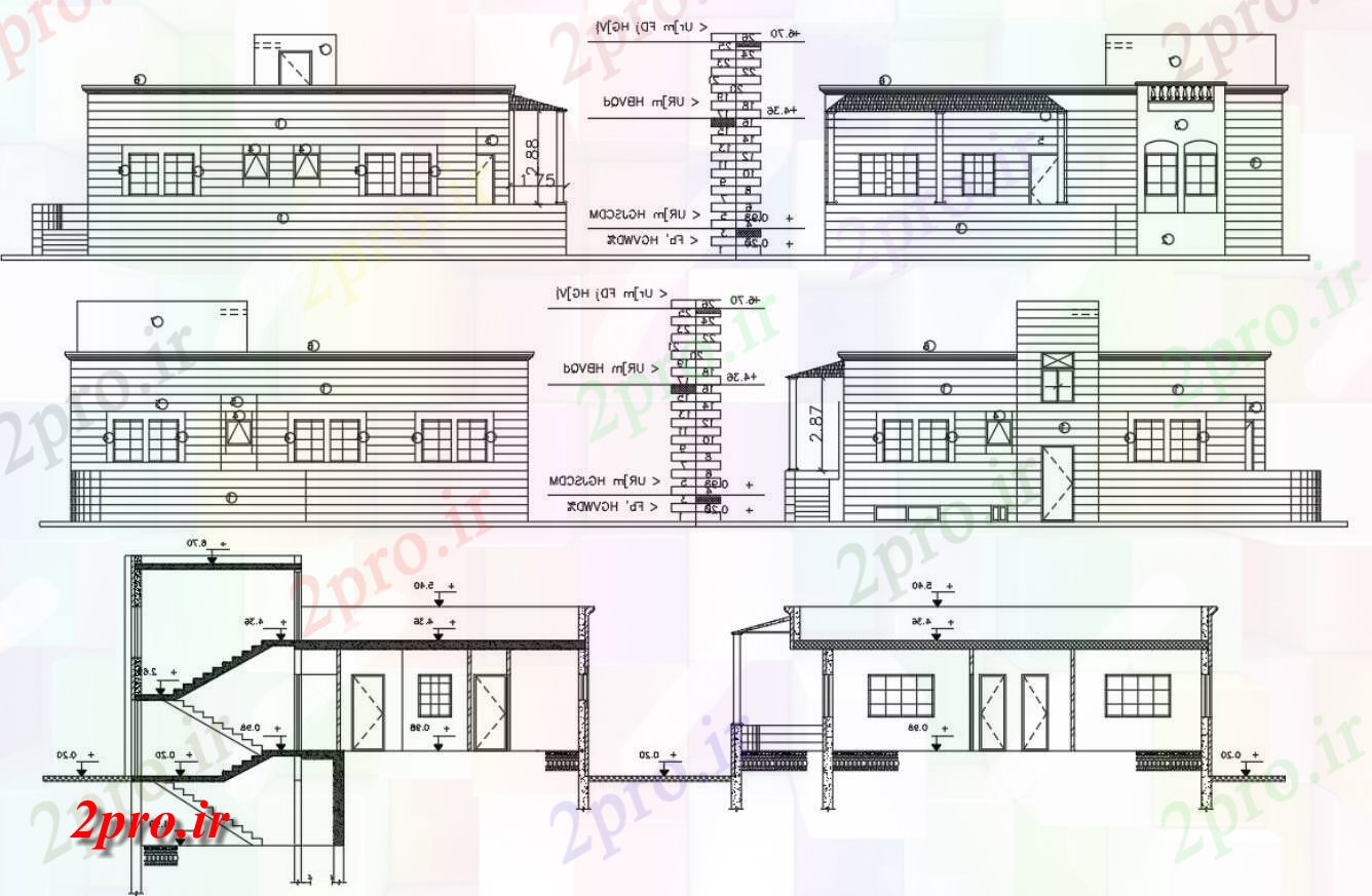 دانلود  نقشه نما برش مجتمع مسکونی ، اپارتمان   (کد28303)