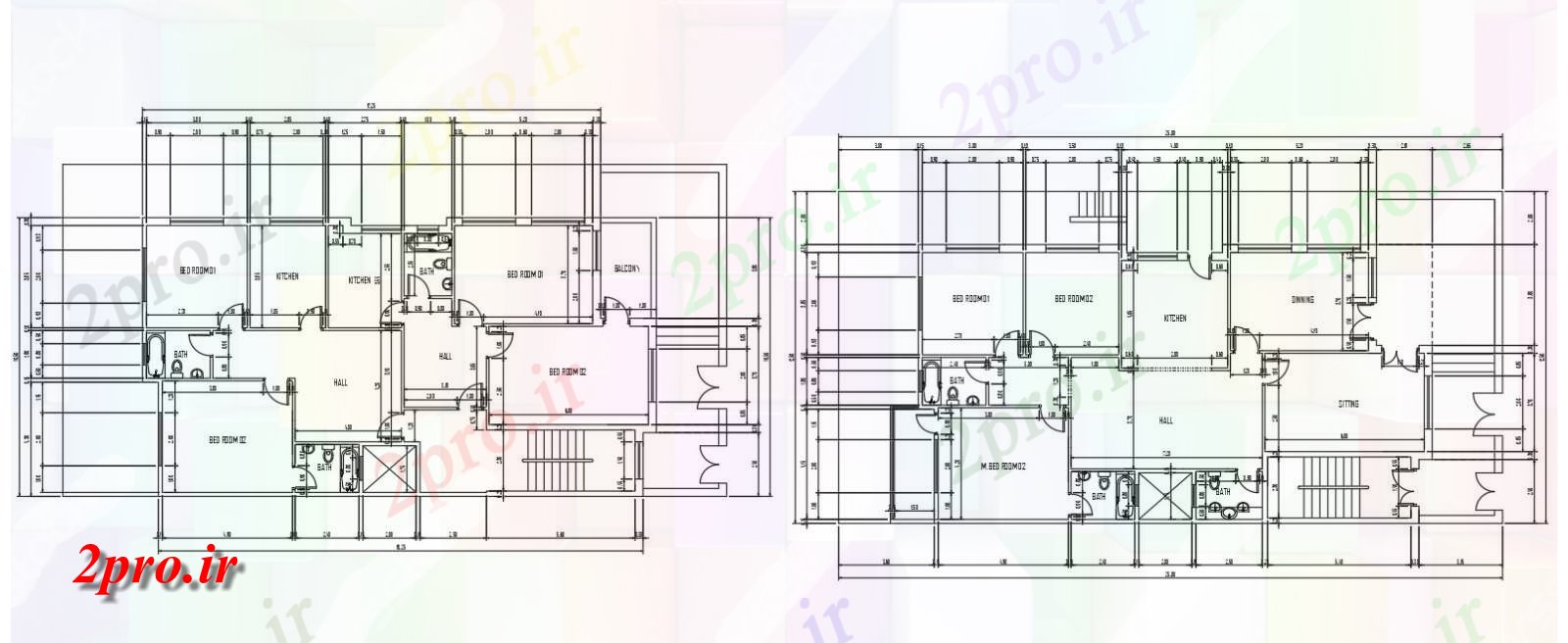 دانلود  نقشه مسکونی ، ویلا ، دوبلکس ، اپارتمان 11×17 متر (کد28310)