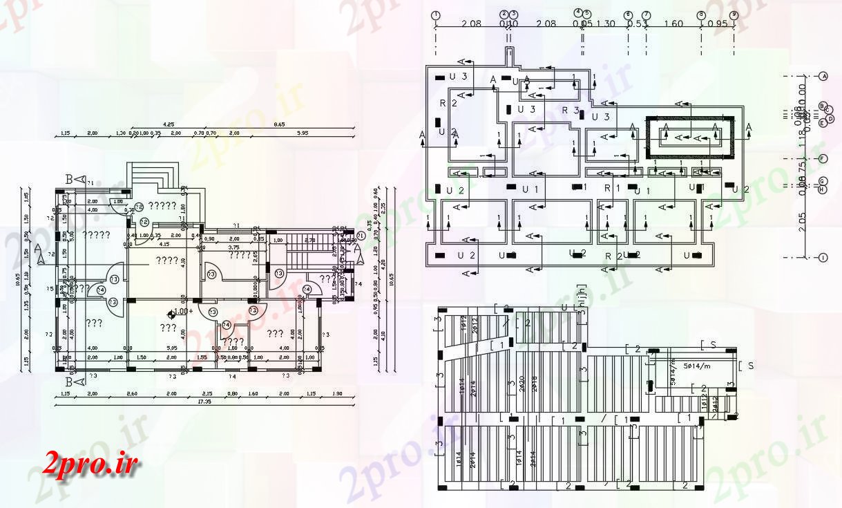 دانلود  نقشه پلان پی کنی و ستون گذاری مسکونی   (کد28313)