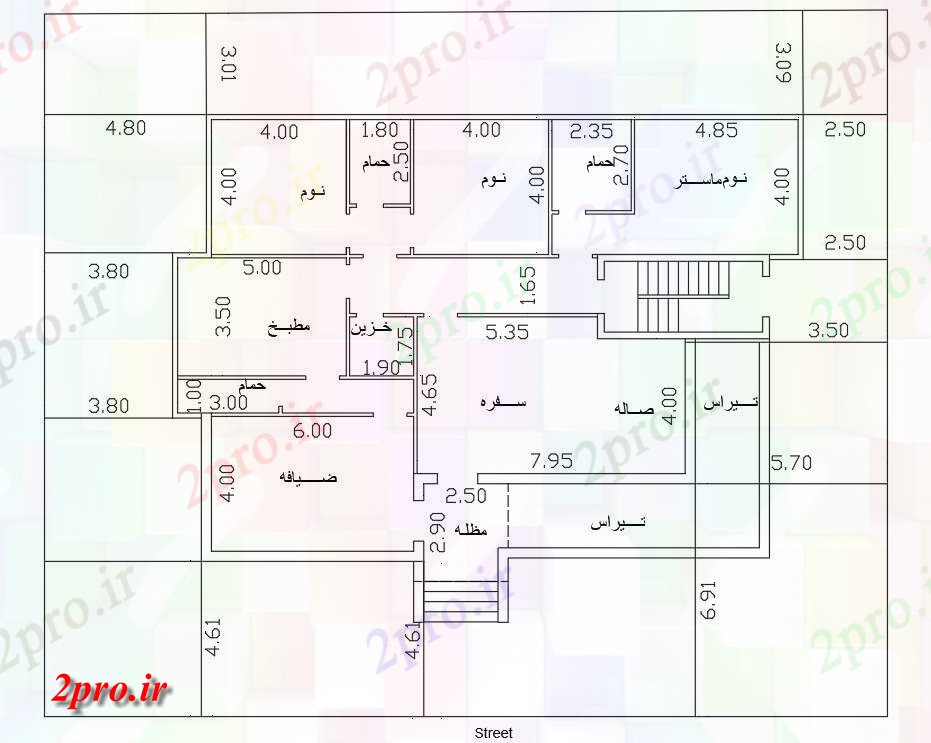 دانلود نقشه مسکونی ، ویلا ، دوبلکس ، اپارتمان 15 در 17 متر (کد28314)