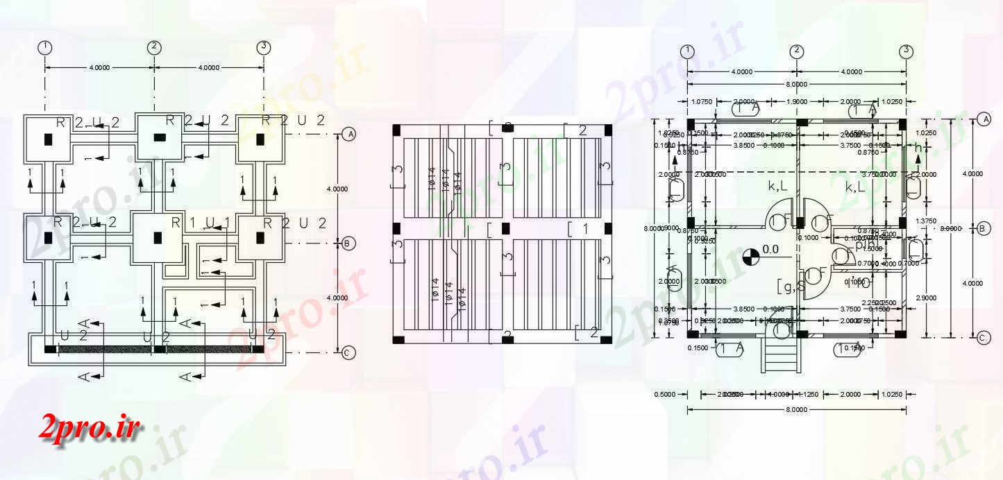 دانلود  نقشه طراحی سازه و کف ویلا ، مسکونی ، دوبلکس   (کد28321)