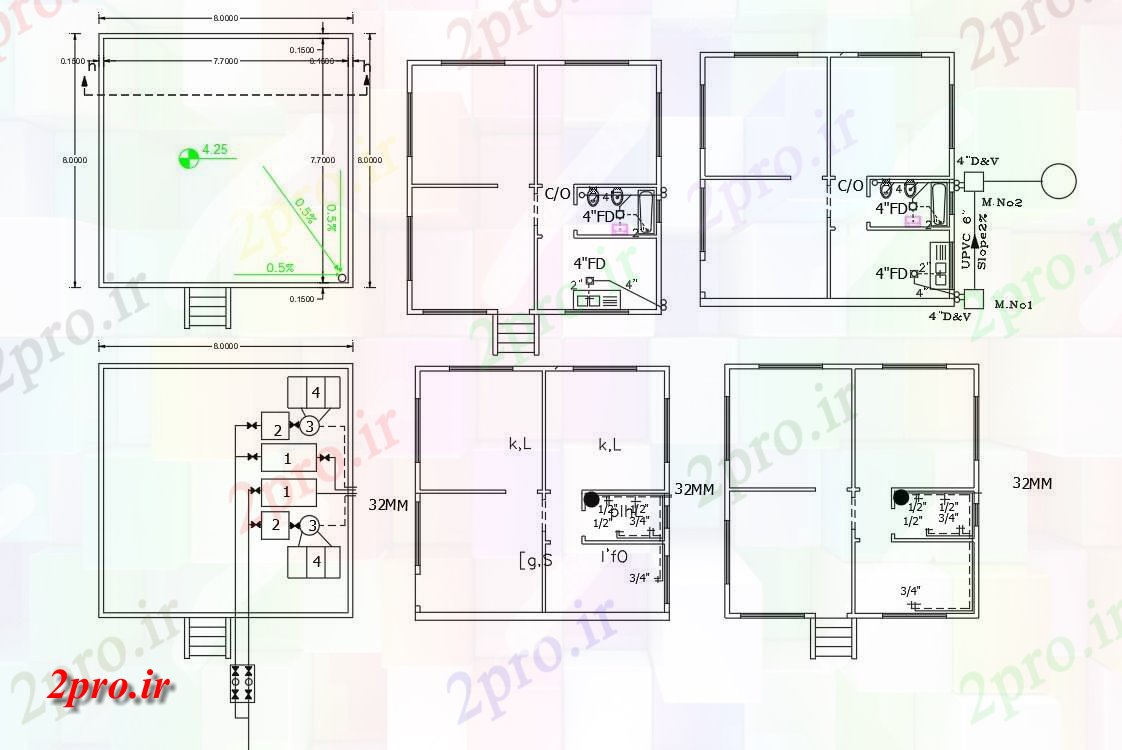 دانلود  نقشه لوله کشی ساختمان   (کد28323)