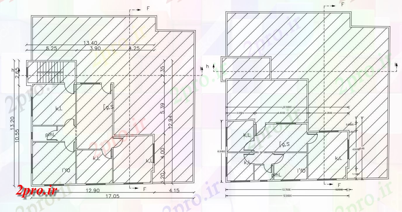 دانلود  نقشه مسکونی ، ویلا ، دوبلکس ، اپارتمان 13×13 متر (کد28343)